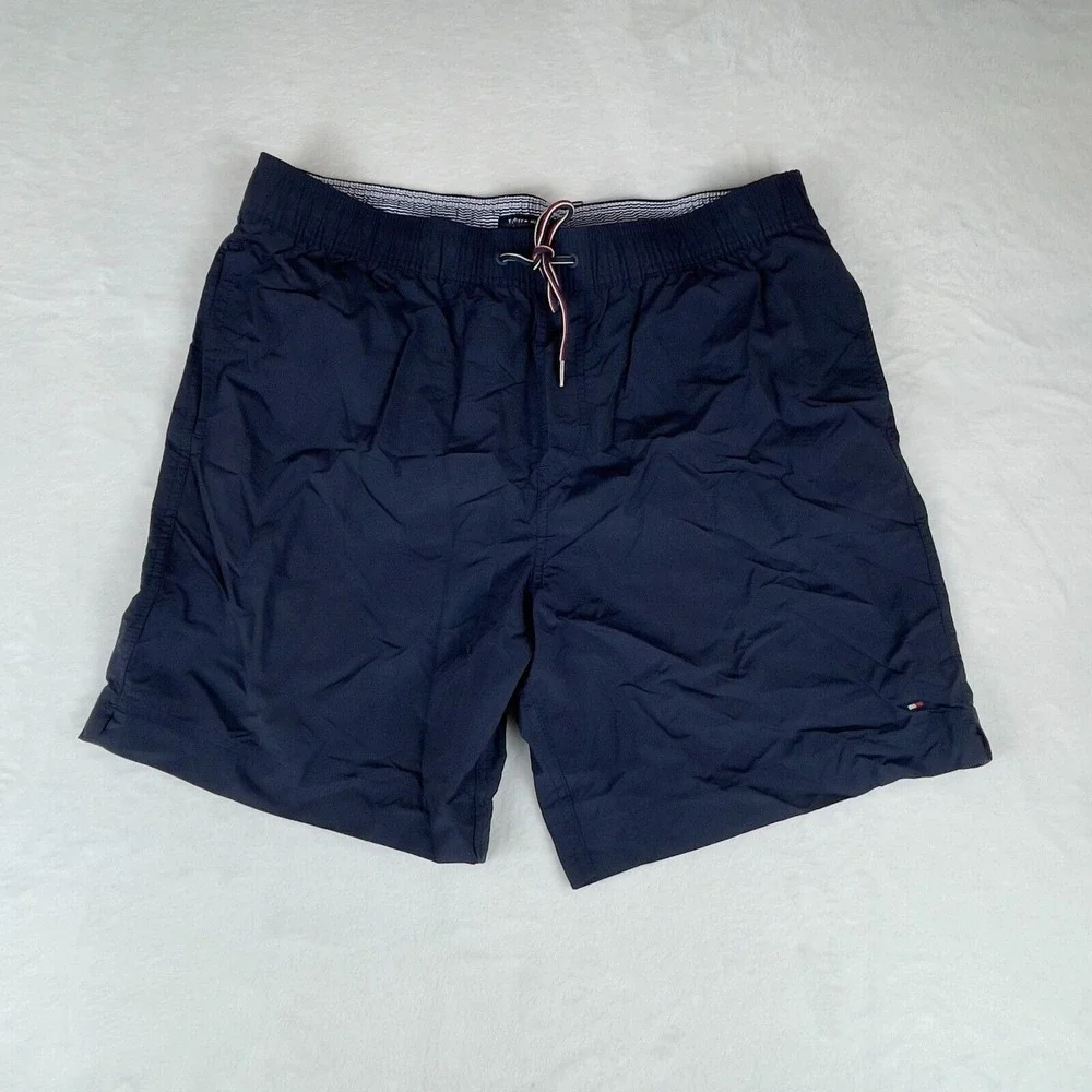 Tommy Hilfiger Swimwear Shorts Mens XL Navy Thermal Lined Pocket Elastic‎ Waist